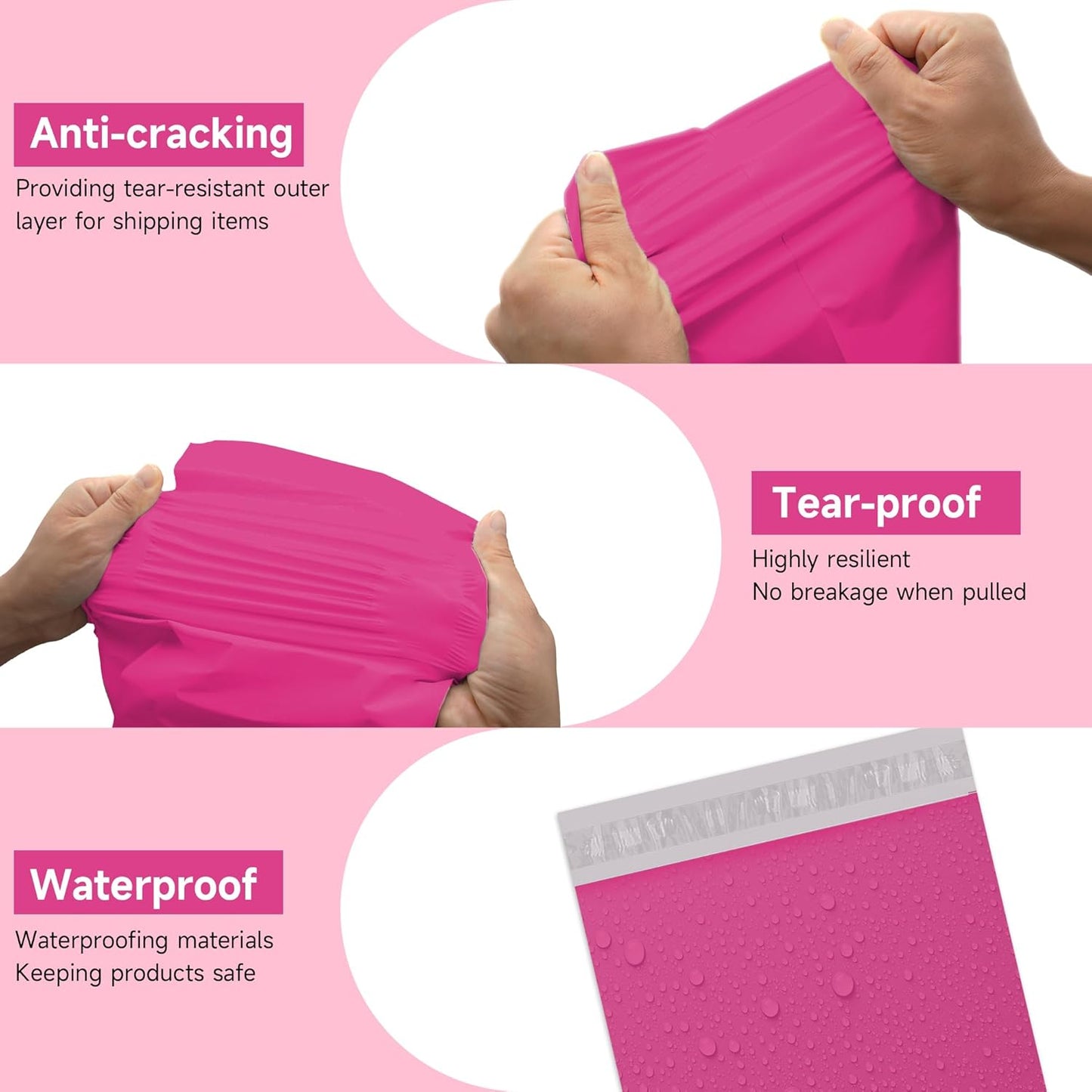 12 x 15.5 Poly Mailers Shipping Envelopes (Pink)