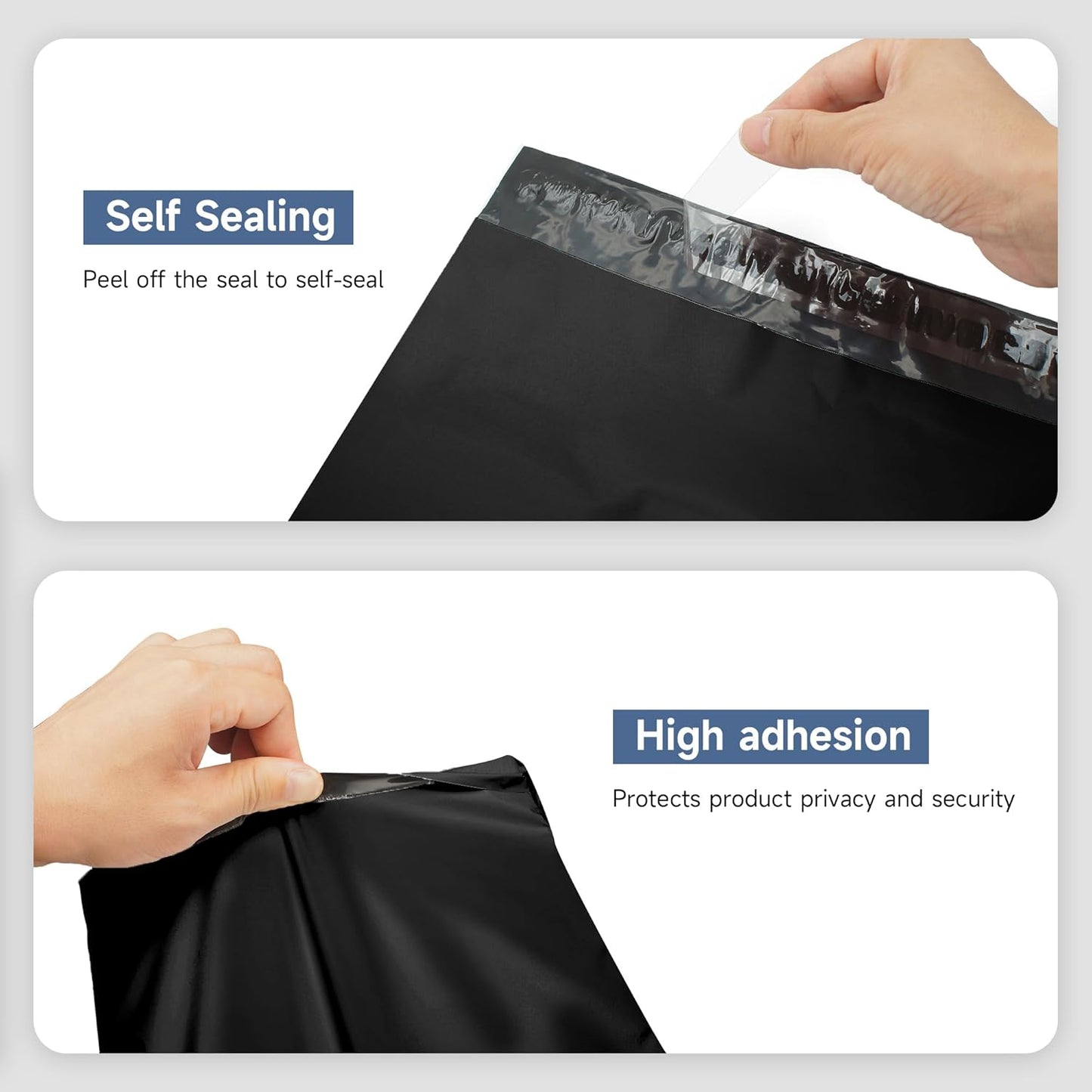 Poly Mailer Envelopes Shipping Bags Self Adhesive Waterproof Bags (Black), 12x15.5 500pc - KKBESTPACK