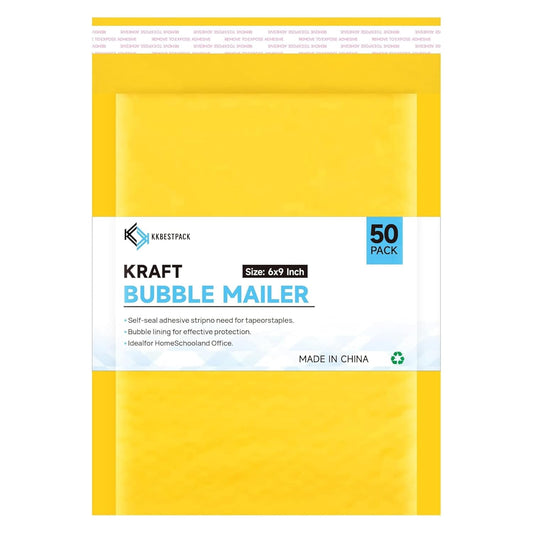 Kraft Paper Bubble Mailers #0, 6x10 Inch Self-Seal Padded Mailing Envelopes, Usable Size 6x9, Pack of 250 - KKBESTPACK