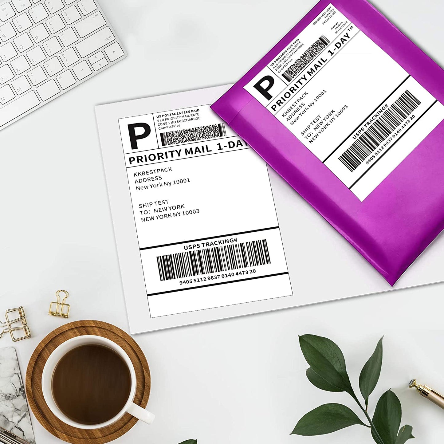 8.5 x 5.5 Half Sheet Shipping Labels for Laser and Inkjet Printers – 2 Per Page Self Adhesive Mailing Labels - KKBESTPACK